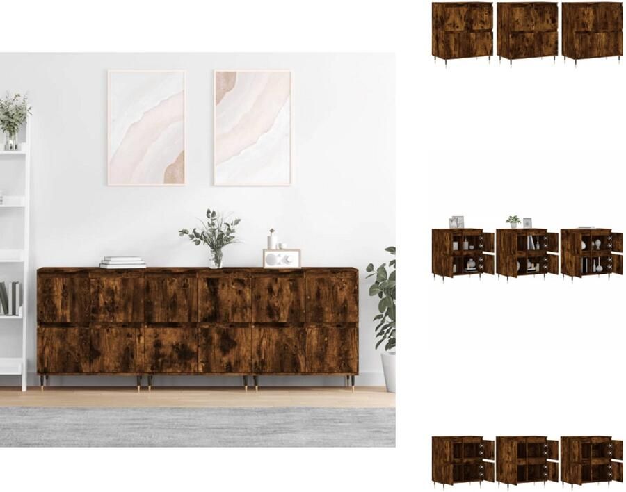 VidaXL Dressoir Dressoirs Kast Wandkast Dressoirs 3 st bewerkt hout gerookt eikenkleurig