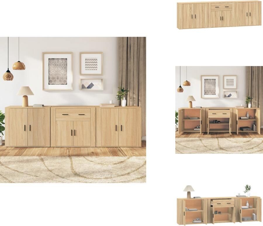 VidaXL Dressoir Dressoirs Kast Wandkast Dressoirs 3 st bewerkt hout sonoma eiken