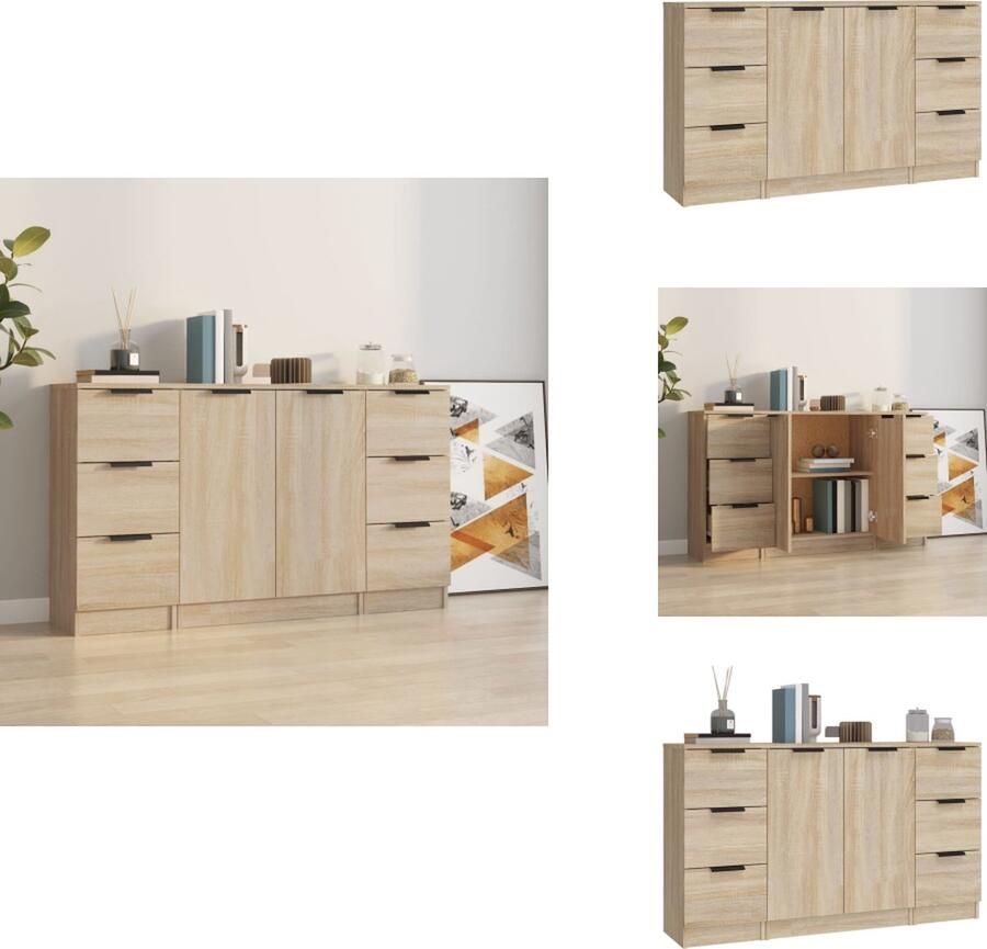 VidaXL Dressoirs Sonoma Eiken 2x Klein (30x30x70 cm) + 1x Groot (60x30x70 cm) Keukenkast