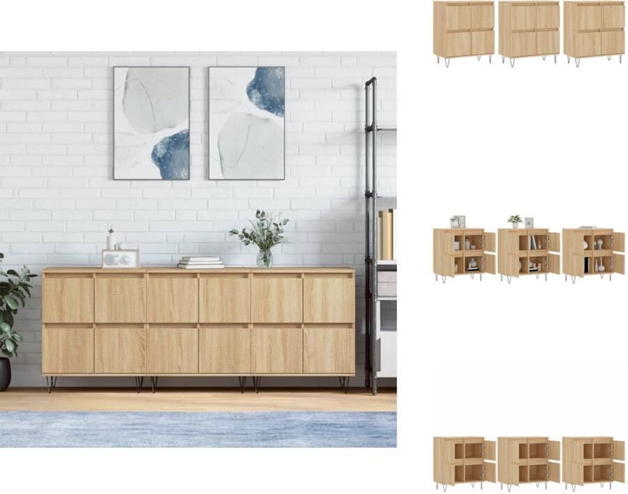 VidaXL Dressoir Dressoirs Kast Wandkast Dressoirs 3 st bewerkt hout sonoma eiken