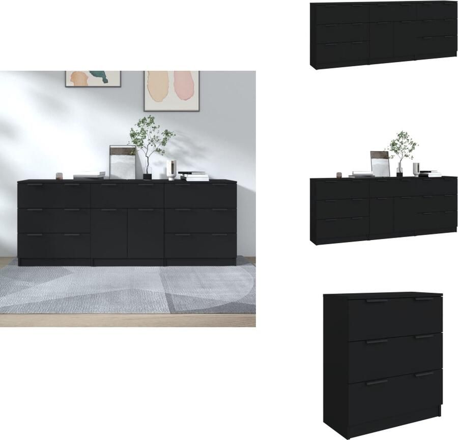 VidaXL Dressoirs Zwarte Bewerkt Hout 30x30x70cm 60x30x70cm Opbergruimte Multifunctioneel Keukenkast - Foto 3