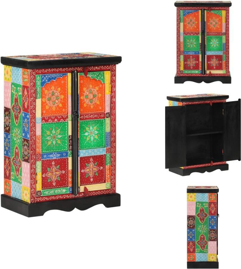 VidaXL Dressoir Dressoirs Kast Wandkast Kast handgeschilderd met deuren 53x30x75 cm massief mangohout