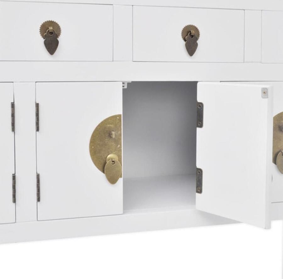 VidaXL Dressoir Dressoirs Kastje Kastjes Dressoir Chinese stijl massief hout wit