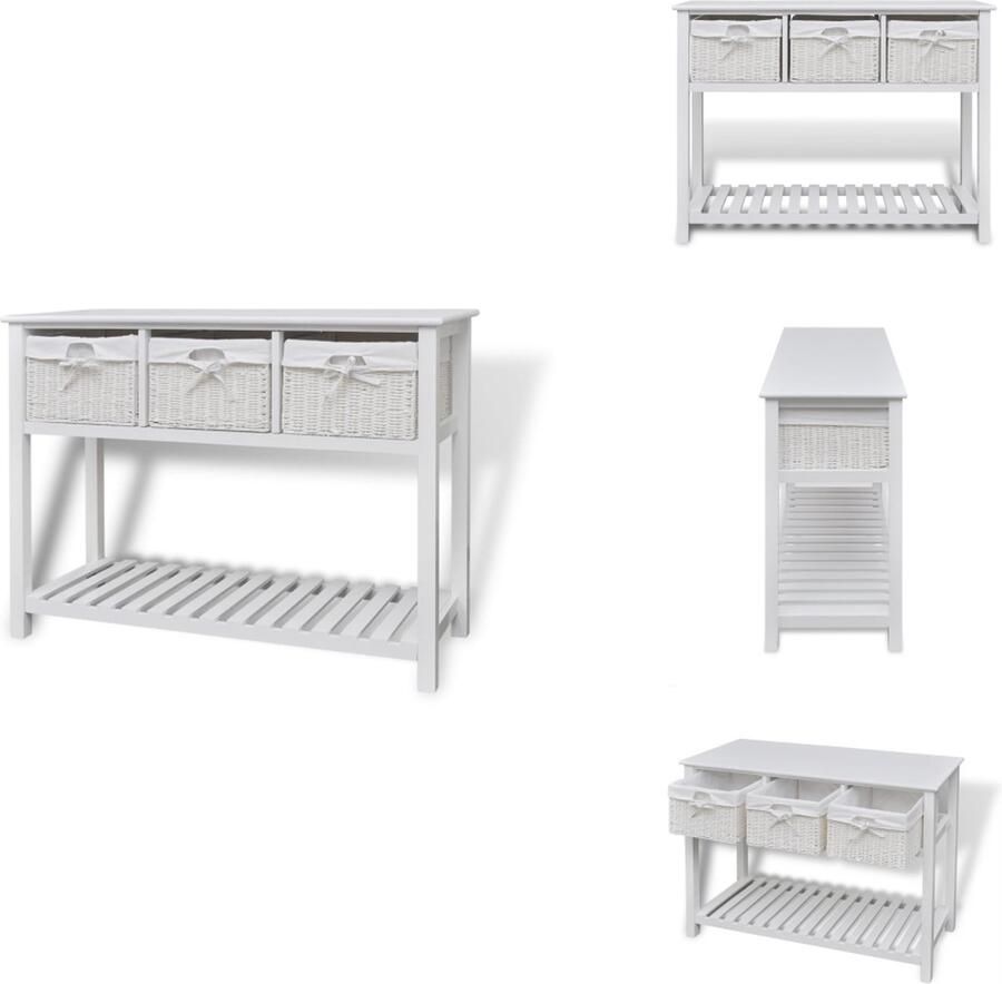 VidaXL Dressoir Geweven manden 100 x 39 x 76 cm MDF paulowniahout Keukenkast