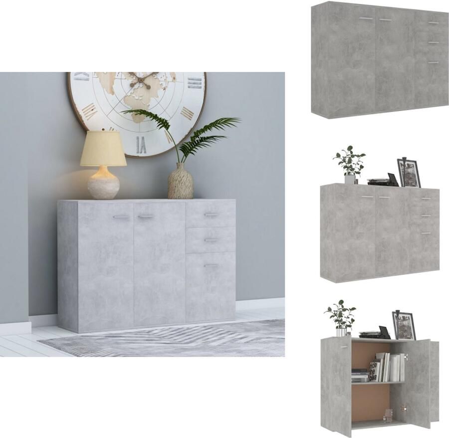 VidaXL Dressoir Dressoirs Ladekast Ladekasten Dressoir 105x30x75 cm bewerkt hout betongrijs