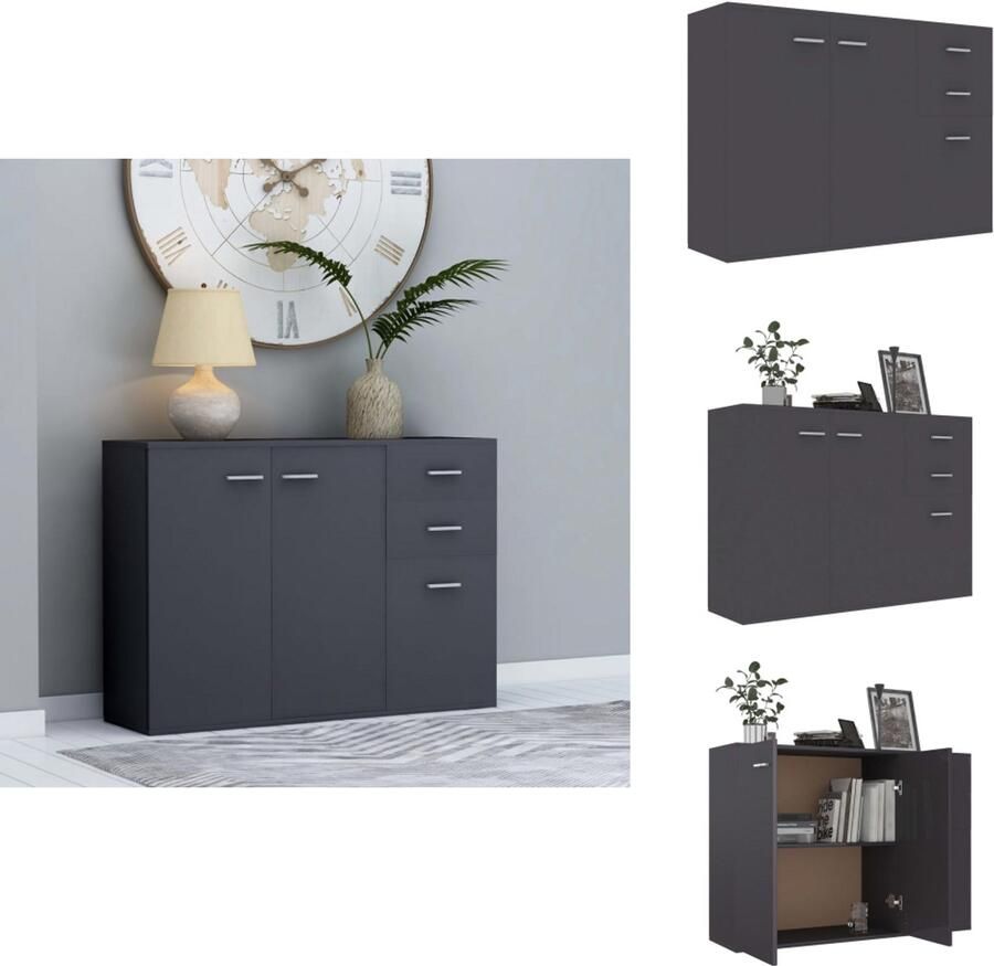 VidaXL Dressoir Dressoirs Ladekast Ladekasten Dressoir 105x30x75 cm bewerkt hout grijs
