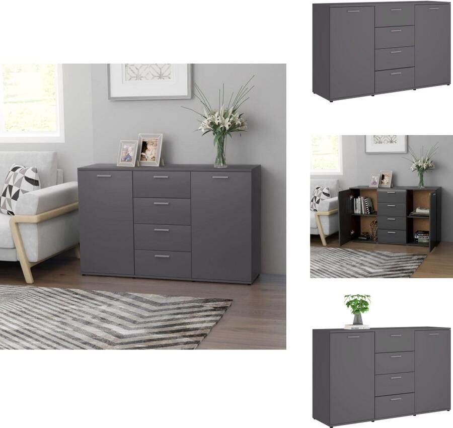 VidaXL Dressoir Dressoirs Ladekast Ladekasten Dressoir 120x35 5x75 cm bewerkt hout grijs