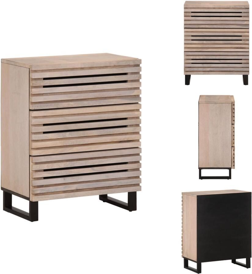 VidaXL Dressoir Dressoirs Ladenkast Dressoir 60x34x75 cm massief mangohout wit