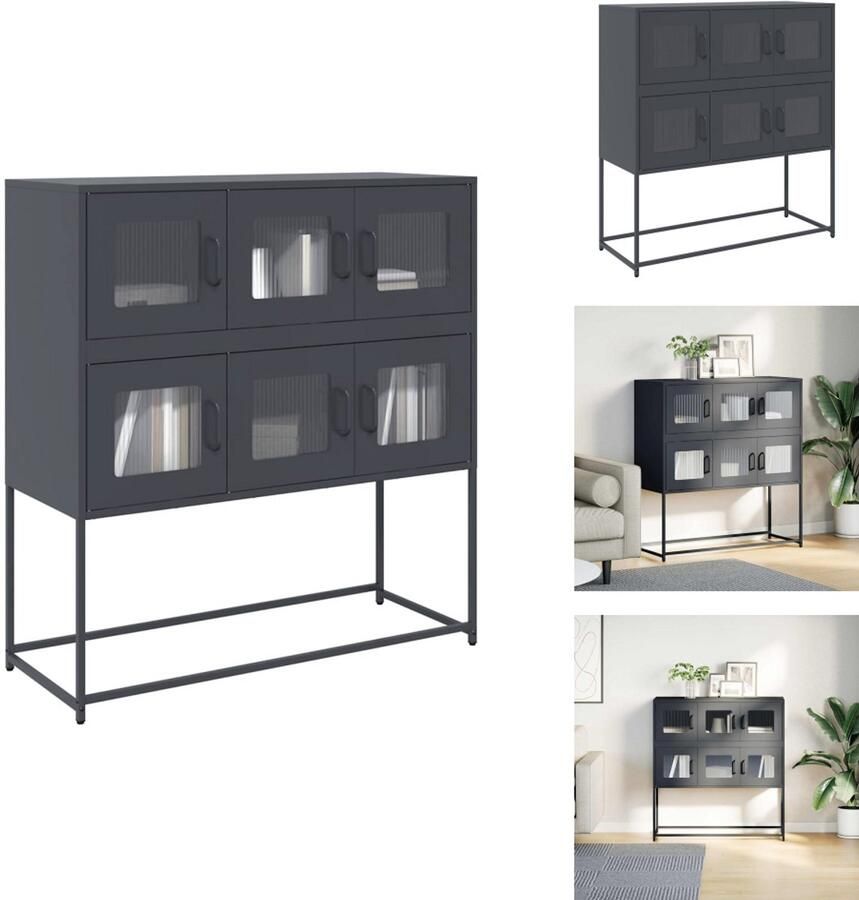 VidaXL Dressoir Dressoirs Opbergkast Buffet Dressoir 100 5x39x107 cm koudgewalst staal antracietkleurig