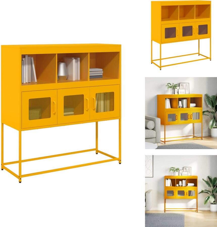 VidaXL Dressoir Dressoirs Opbergkast Buffet Dressoir 100 5x39x107 cm koudgewalst staal mosterdgeel