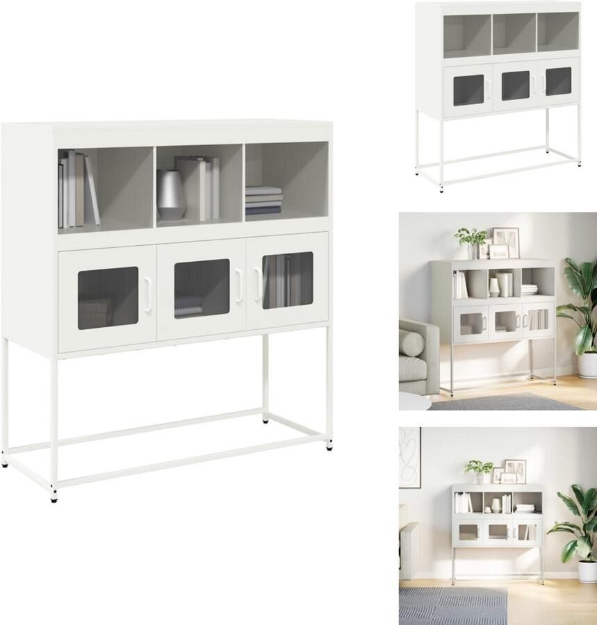 VidaXL Dressoir Dressoirs Opbergkast Buffet Dressoir 100 5x39x107 cm koudgewalst staal wit