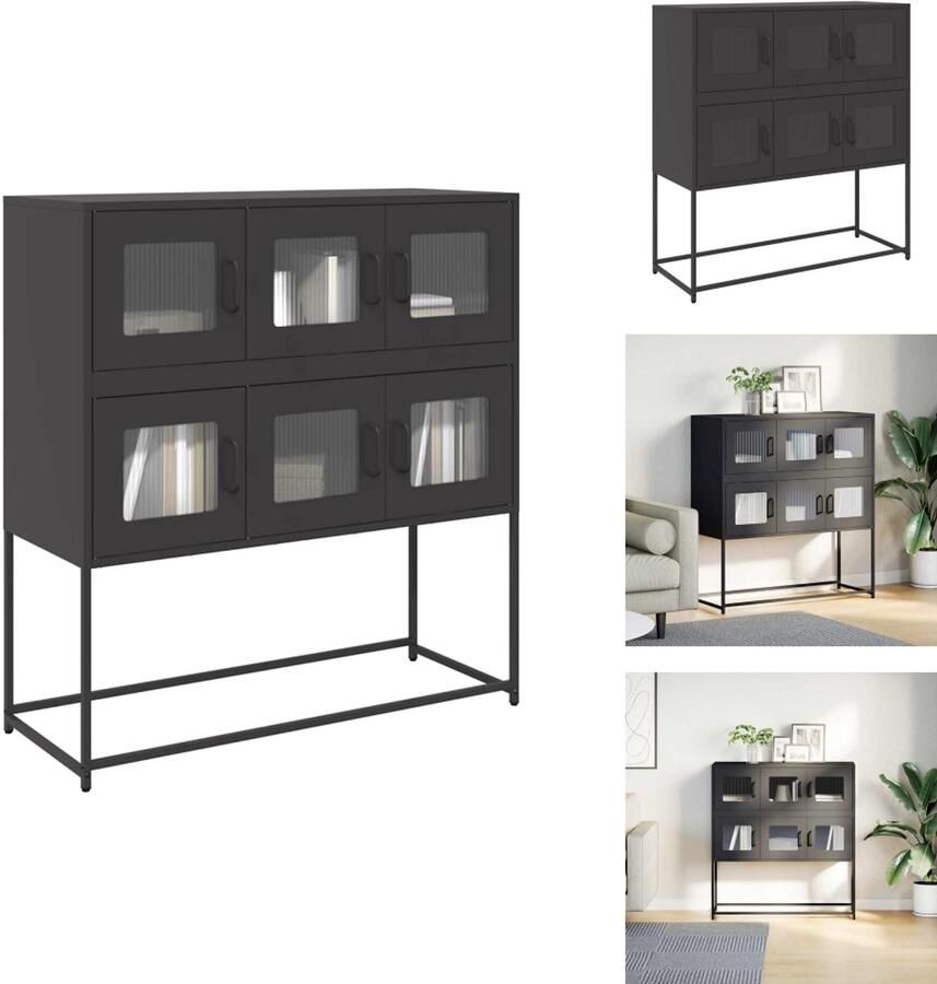 VidaXL Dressoir Dressoirs Opbergkast Buffet Dressoir 100 5x39x107 cm koudgewalst staal zwart