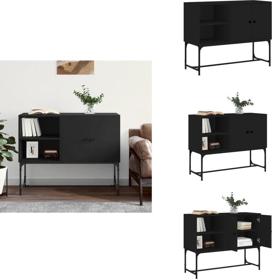 VidaXL Dressoir Dressoirs Opbergkast Buffet -Dressoir-100x40x79-5-cm-bewerkt-hout-zwart
