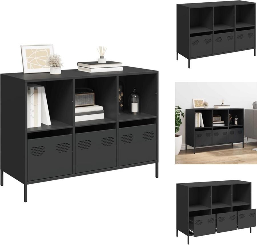 VidaXL Dressoir Dressoirs Opbergkast Buffet Dressoir 101 5x39x73 5 cm koudgewalst staal zwart