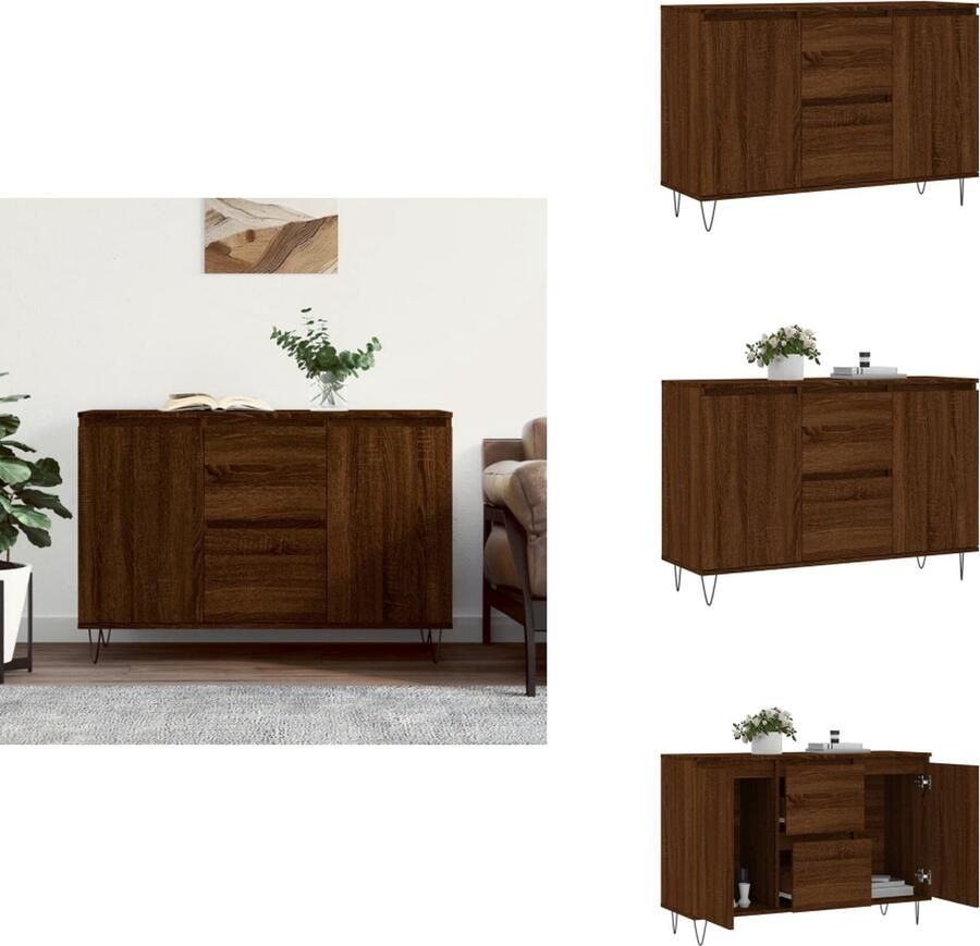 VidaXL Dressoir Dressoirs Opbergkast Buffet Dressoir 104x35x70 cm bewerkt hout bruineikenkleurig