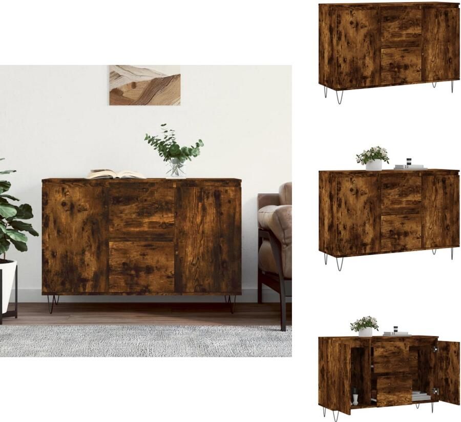 VidaXL Dressoir Dressoirs Opbergkast Buffet Dressoir 104x35x70 cm bewerkt hout gerookt eikenkleurig