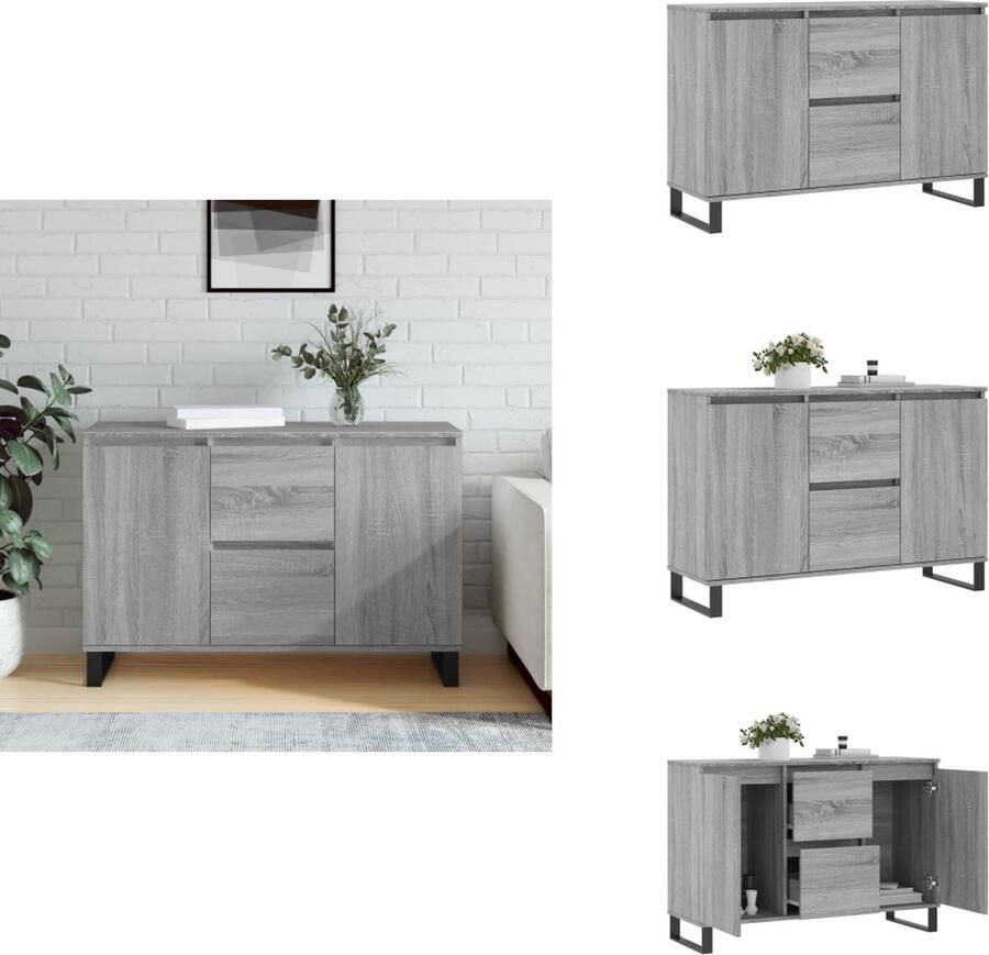 VidaXL Dressoir Dressoirs Opbergkast Buffet Dressoir 104x35x70 cm bewerkt hout grijs sonoma eikenkleurig
