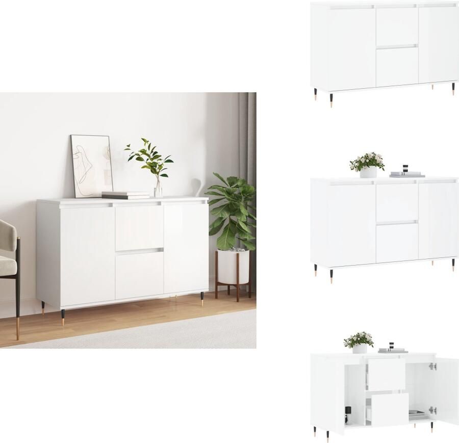 VidaXL Dressoir Dressoirs Opbergkast Buffet Dressoir 104x35x70 cm bewerkt hout hoogglans wit