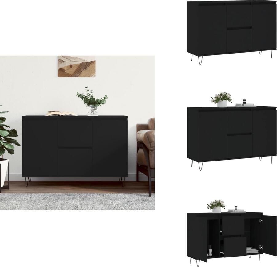VidaXL Dressoir Dressoirs Opbergkast Buffet Dressoir 104x35x70 cm bewerkt hout zwart