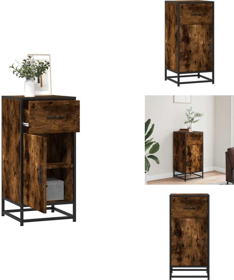 VidaXL Dressoir Dressoirs Opbergkast Buffet Dressoir 35 5x35x76 cm bewerkt hout en metaal gerookt eiken