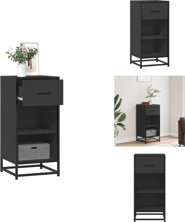 VidaXL Dressoir Dressoirs Opbergkast Buffet Dressoir 35 5x35x76 cm bewerkt hout en metaal zwart