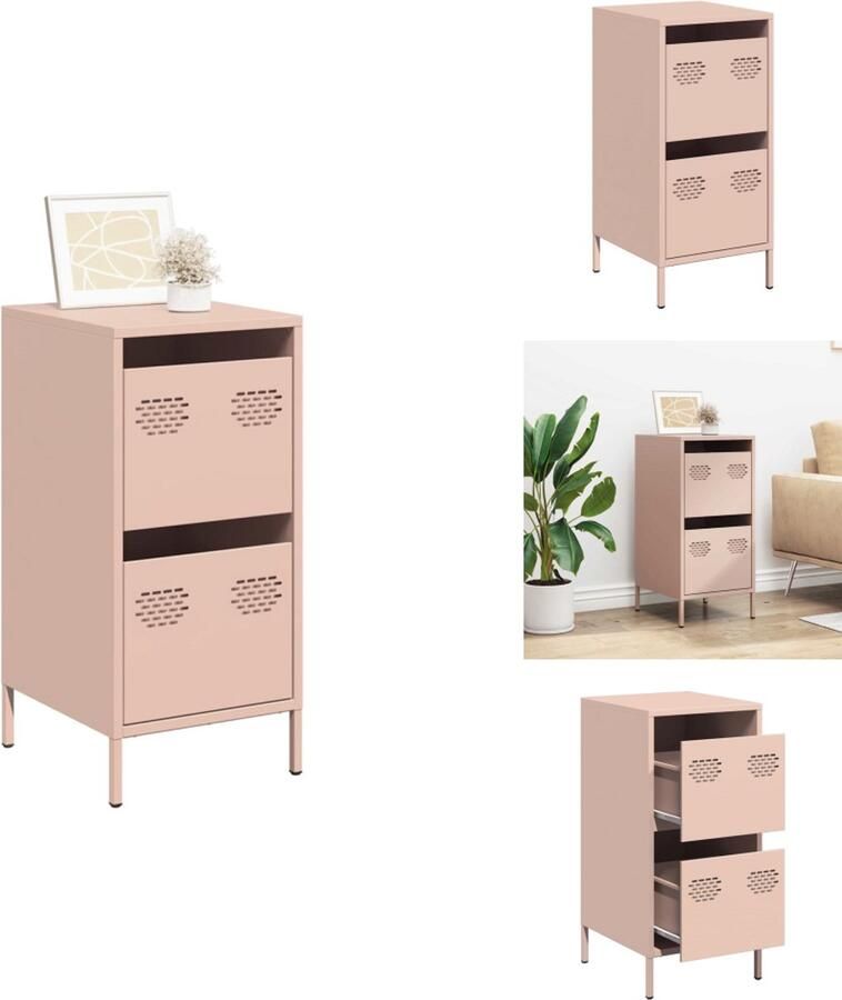 VidaXL Dressoir Dressoirs Opbergkast Buffet Dressoir 35x39x73 5 cm koudgewalst staal roze - Foto 2