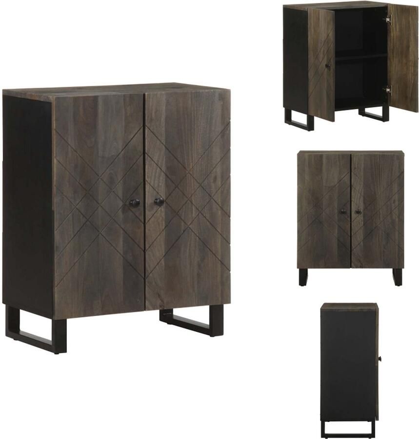 VidaXL Dressoir Dressoirs Opbergkast Buffet Dressoir 60x33x75 cm massief mangohout zwart