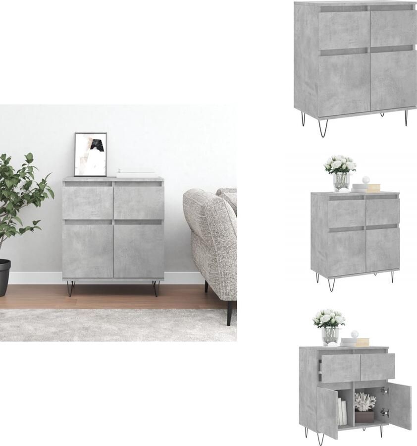 VidaXL Dressoir Dressoirs Opbergkast Buffet Dressoir 60x35x70 cm bewerkt hout betongrijs - Foto 3