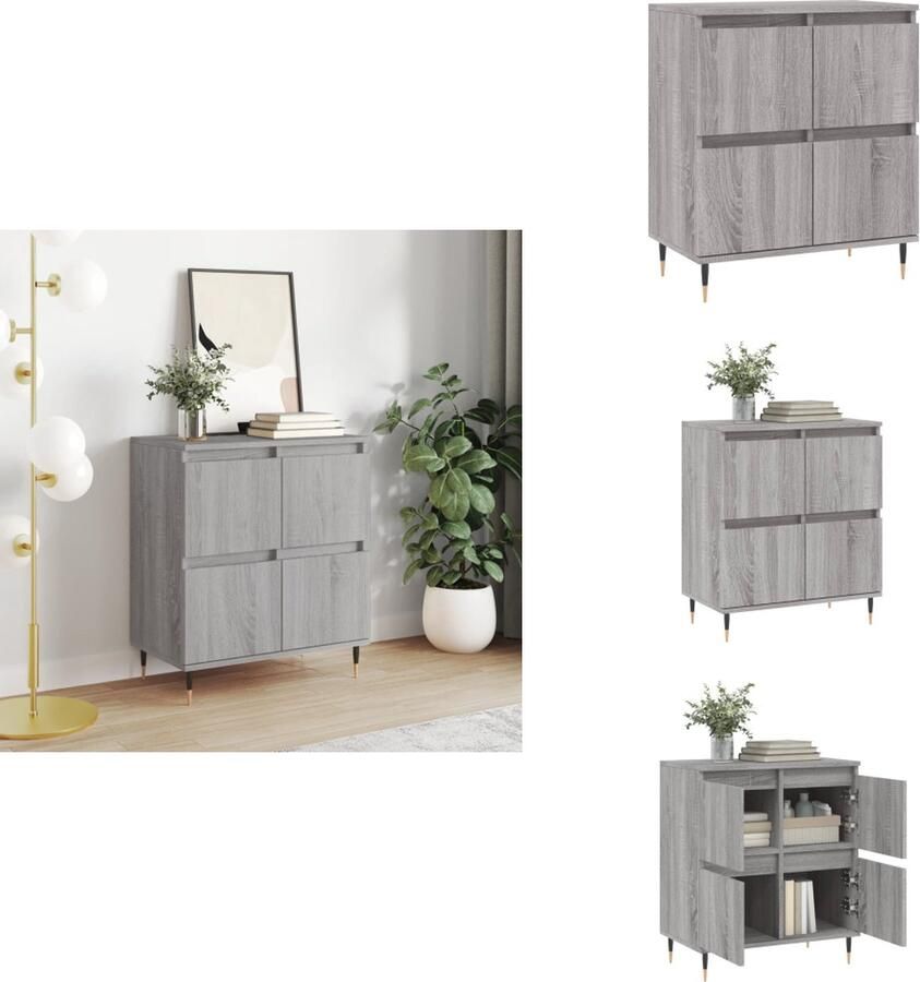 VidaXL Dressoir Dressoirs Opbergkast Buffet Dressoir 60x35x70 cm bewerkt hout grijs sonoma eikenkleurig - Foto 5