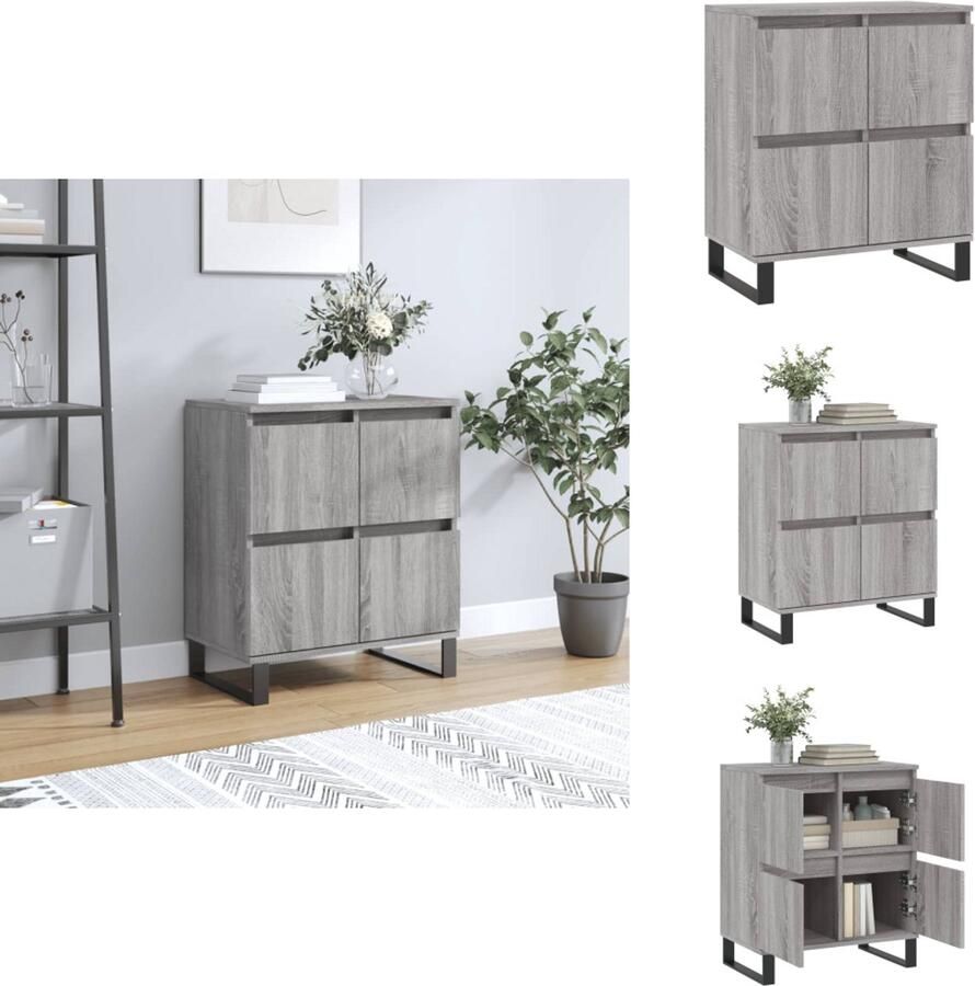 VidaXL Dressoir Dressoirs Opbergkast Buffet Dressoir 60x35x70 cm bewerkt hout grijs sonoma eikenkleurig