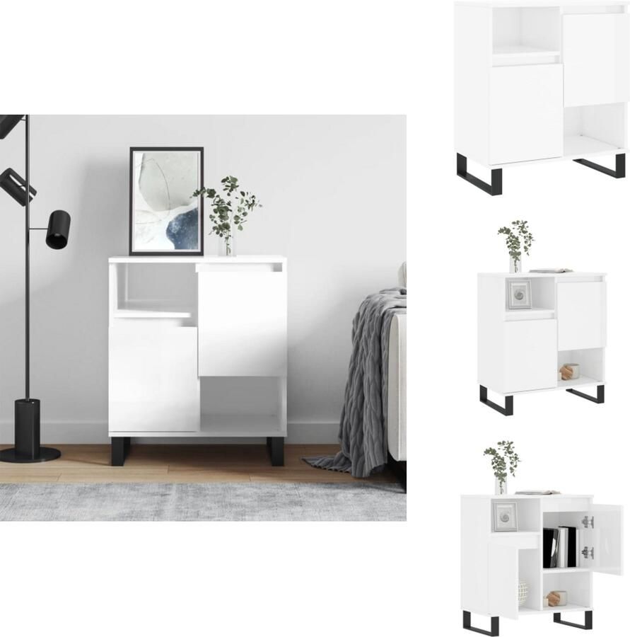 VidaXL Dressoir Dressoirs Opbergkast Buffet Dressoir 60x35x70 cm bewerkt hout hoogglans wit