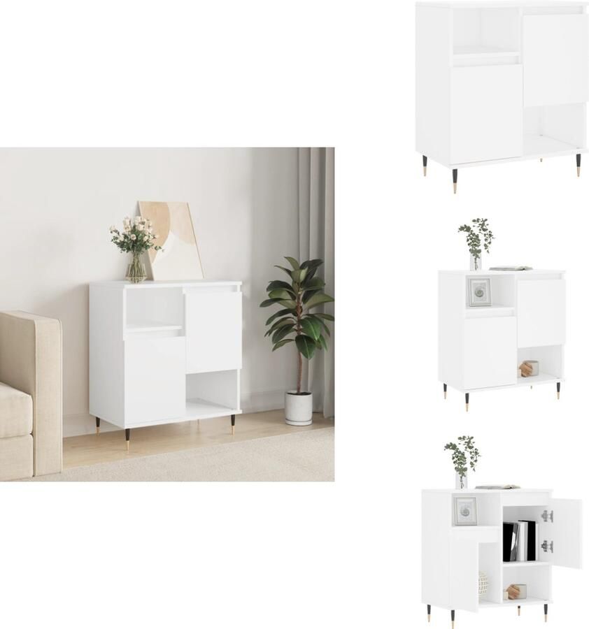 VidaXL Dressoir Dressoirs Opbergkast Buffet Dressoir 60x35x70 cm bewerkt hout wit - Foto 2