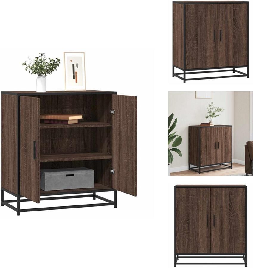 VidaXL Dressoir Dressoirs Opbergkast Buffet Dressoir 68x35x76 cm bewerkt hout en metaal bruin eikenkleur