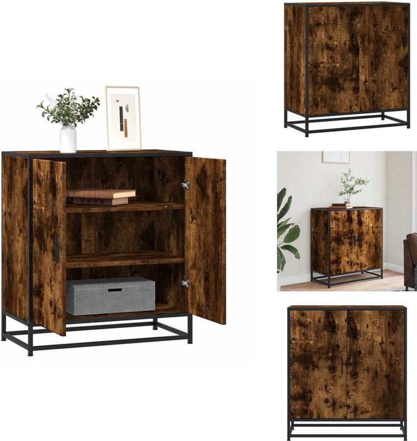 VidaXL Dressoir Dressoirs Opbergkast Buffet Dressoir 68x35x76 cm bewerkt hout en metaal gerookt eiken