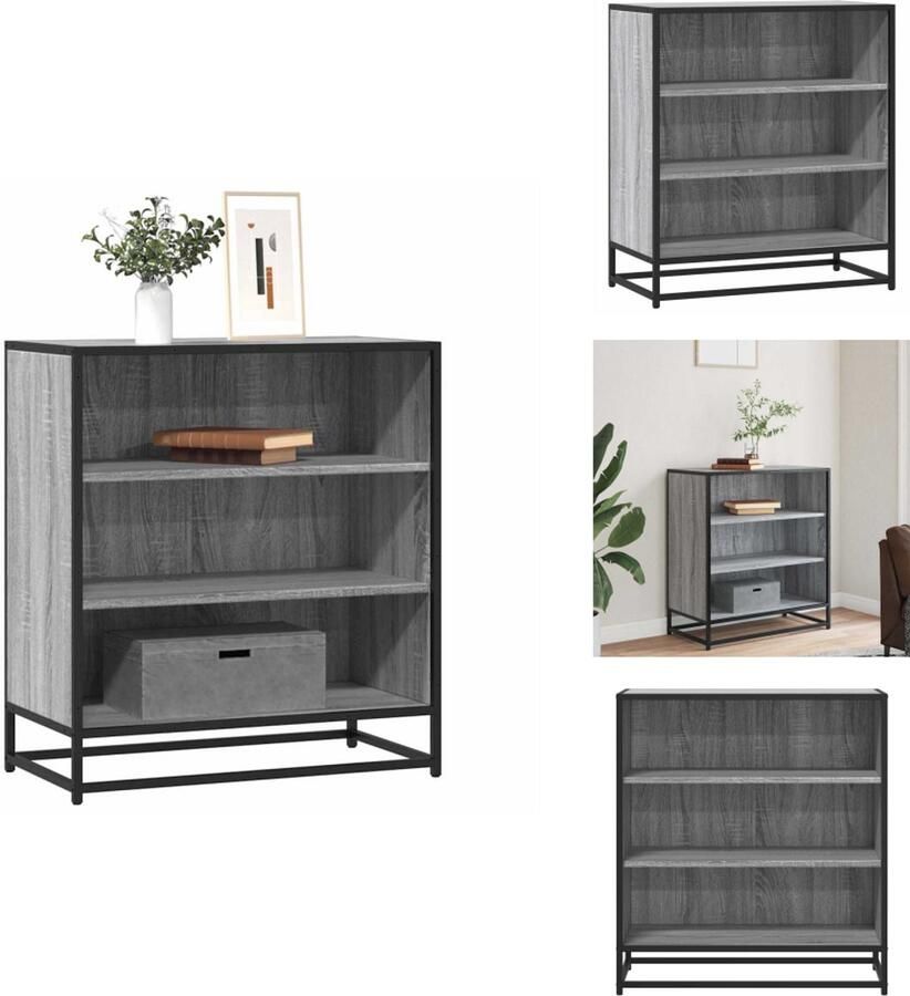 VidaXL Dressoir Dressoirs Opbergkast Buffet Dressoir 68x35x76 cm bewerkt hout en metaal grijs sonoma