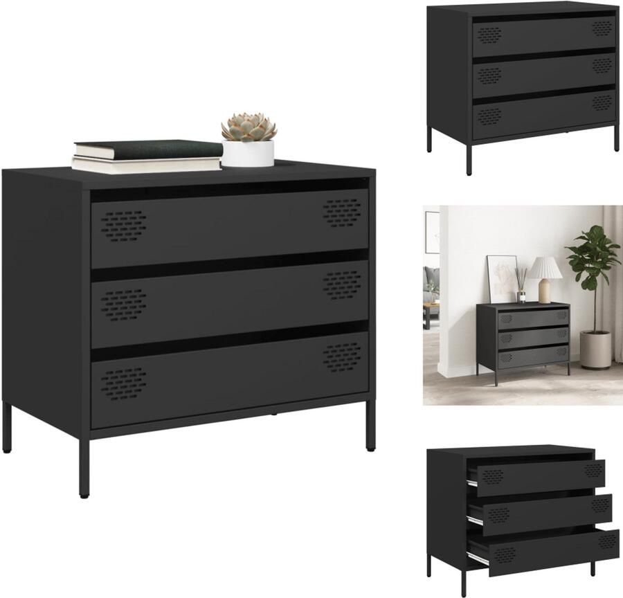 VidaXL Dressoir Dressoirs Opbergkast Buffet Dressoir 68x39x58 5 cm koudgewalst staal zwart