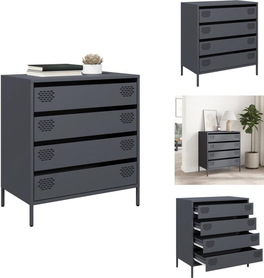 VidaXL Dressoir Dressoirs Opbergkast Buffet Dressoir 68x39x73 5 cm koudgewalst staal antracietkleurig