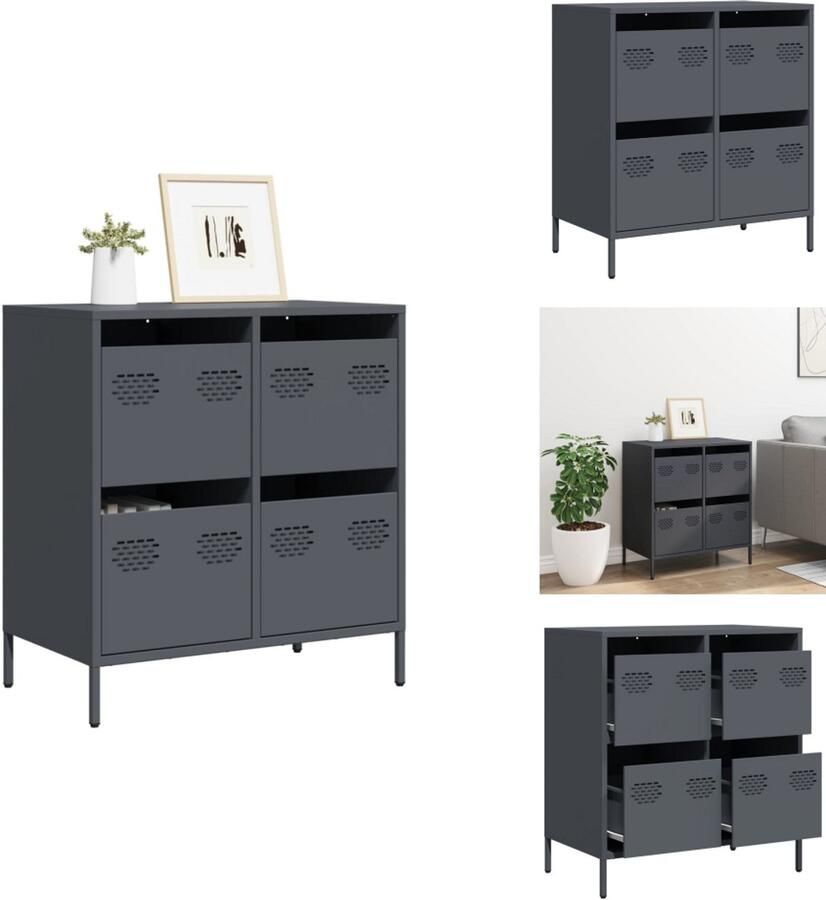 VidaXL Dressoir Dressoirs Opbergkast Buffet Dressoir 68x39x73 5 cm koudgewalst staal antracietkleurig