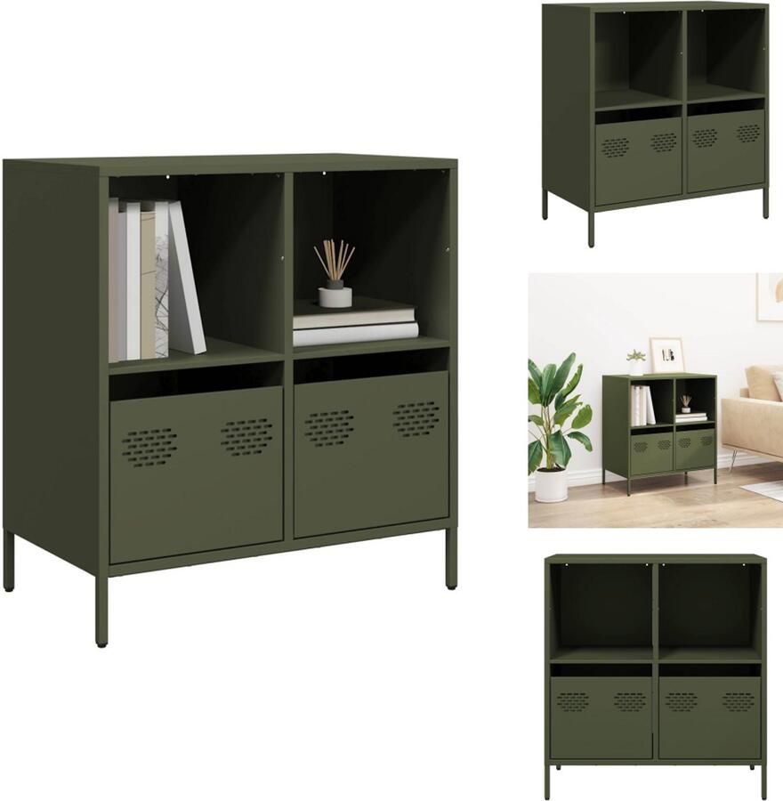 VidaXL Dressoir Dressoirs Opbergkast Buffet Dressoir 68x39x73 5 cm koudgewalst staal olijfgroen