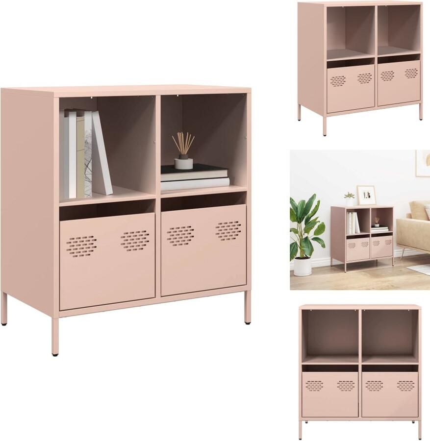 VidaXL Dressoir Dressoirs Opbergkast Buffet Dressoir 68x39x73 5 cm koudgewalst staal roze