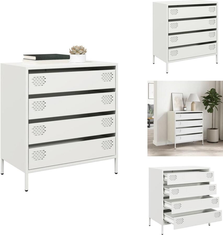 VidaXL Dressoir Dressoirs Opbergkast Buffet Dressoir 68x39x73 5 cm koudgewalst staal wit - Foto 2