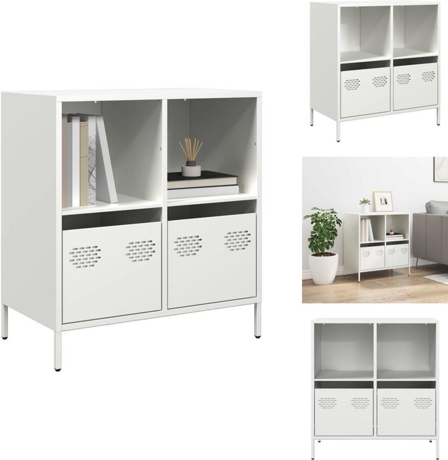 VidaXL Dressoir Dressoirs Opbergkast Buffet Dressoir 68x39x73 5 cm koudgewalst staal wit