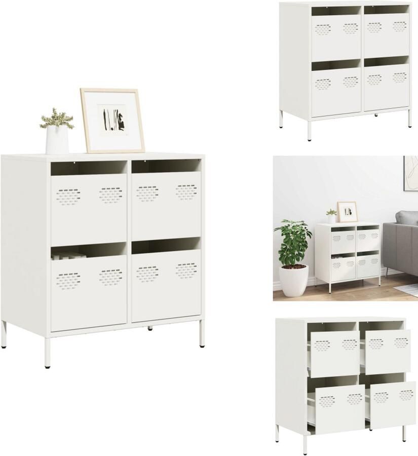 VidaXL Dressoir Dressoirs Opbergkast Buffet Dressoir 68x39x73 5 cm koudgewalst staal wit