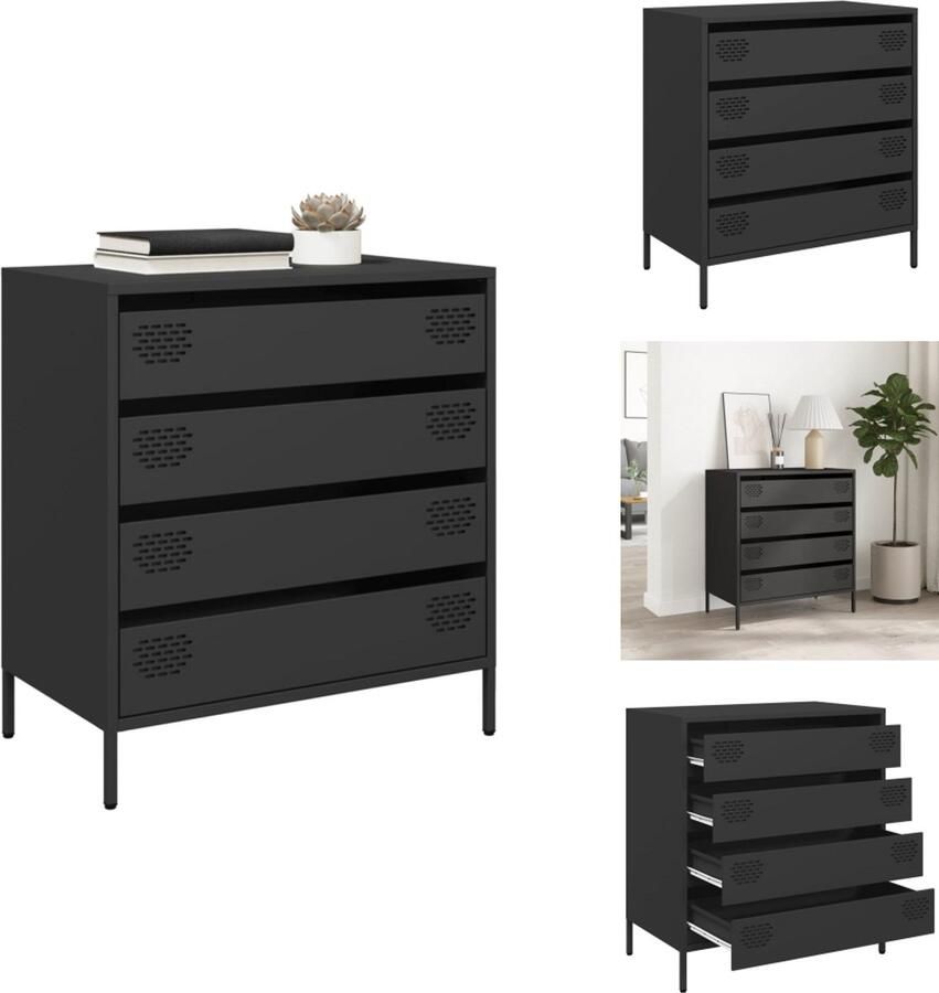 VidaXL Dressoir Dressoirs Opbergkast Buffet Dressoir 68x39x73 5 cm koudgewalst staal zwart