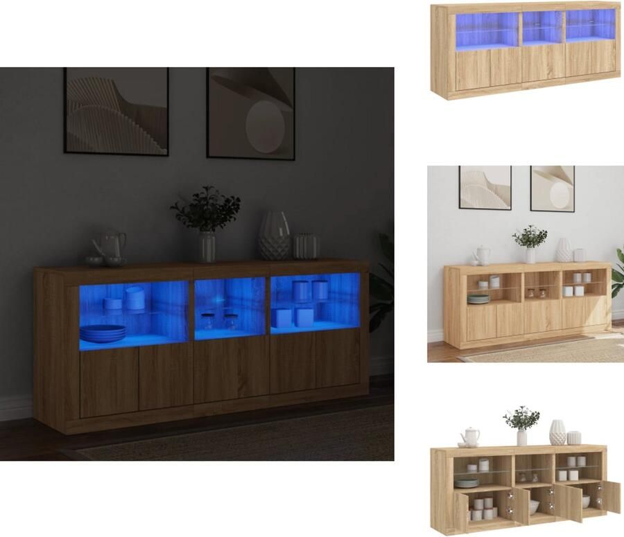 VidaXL Dressoir Dressoirs Opbergkast Buffet Dressoir met LED-verlichting 162x37x67 cm sonoma eikenkleurig