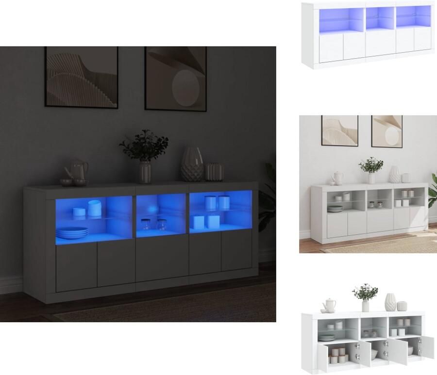 VidaXL Dressoir Dressoirs Opbergkast Buffet Dressoir met LED-verlichting 162x37x67 cm wit
