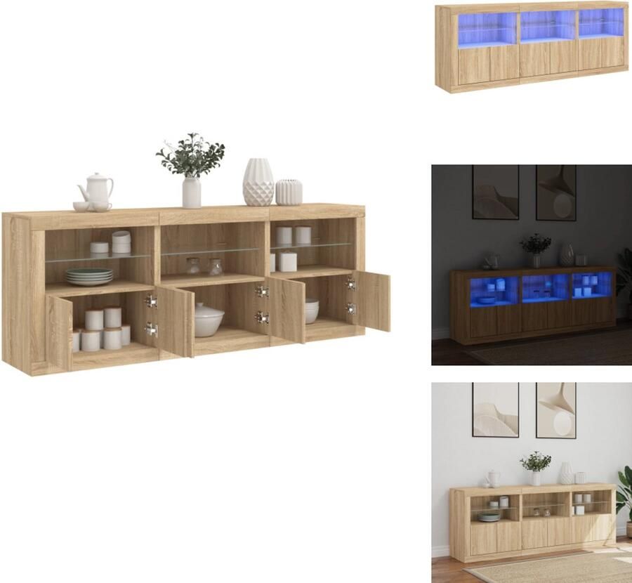 VidaXL Dressoir Dressoirs Opbergkast Buffet Dressoir met LED-verlichting 181 5x37x67 cm sonoma eikenkleurig