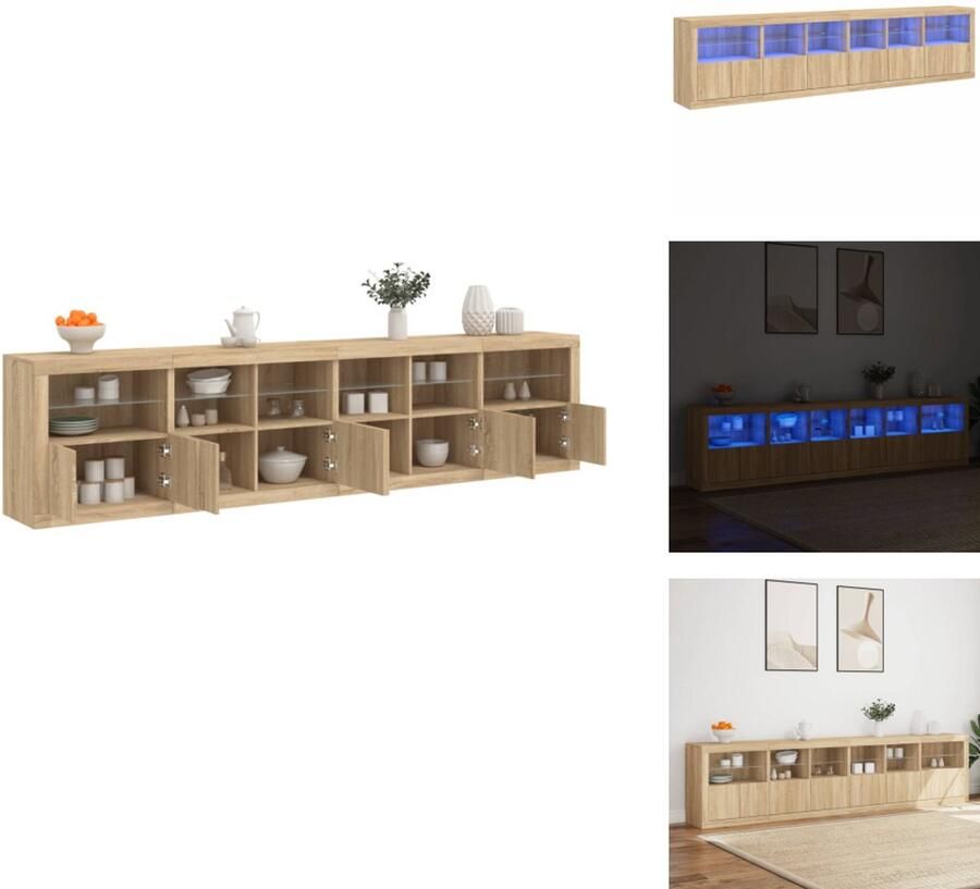VidaXL Dressoir Dressoirs Opbergkast Buffet Dressoir met LED-verlichting 283x37x67 cm sonoma eikenkleurig