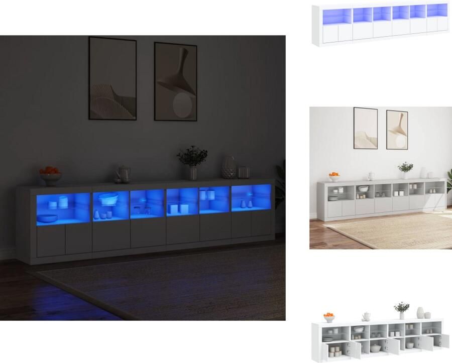 VidaXL Dressoir Dressoirs Opbergkast Buffet Dressoir met LED-verlichting 283x37x67 cm wit