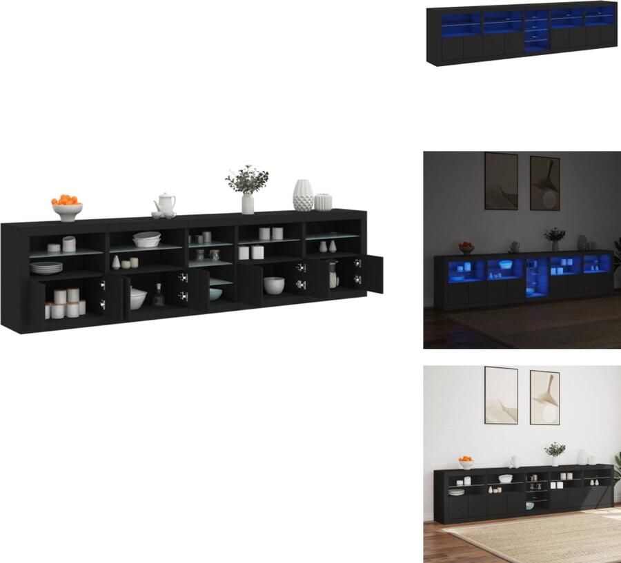 VidaXL Dressoir Dressoirs Opbergkast Buffet Dressoir met LED-verlichting 283x37x67 cm zwart